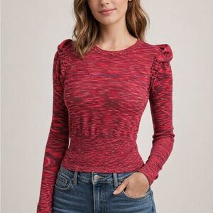 Cinq à Sept Red Patterned Long Sleeve Top